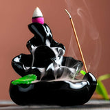 New Ceramic Incense Burner Feng Shui Tibet Holder Buddhist Censer + 60 Backflow Cone