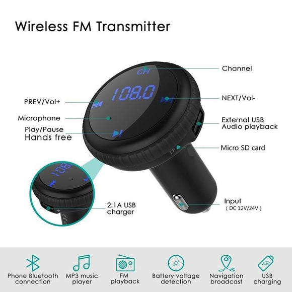 Car Locator,In Car Bluetooth FM Transmitter Handsfree Call Dual USB Charger Radio Adapter