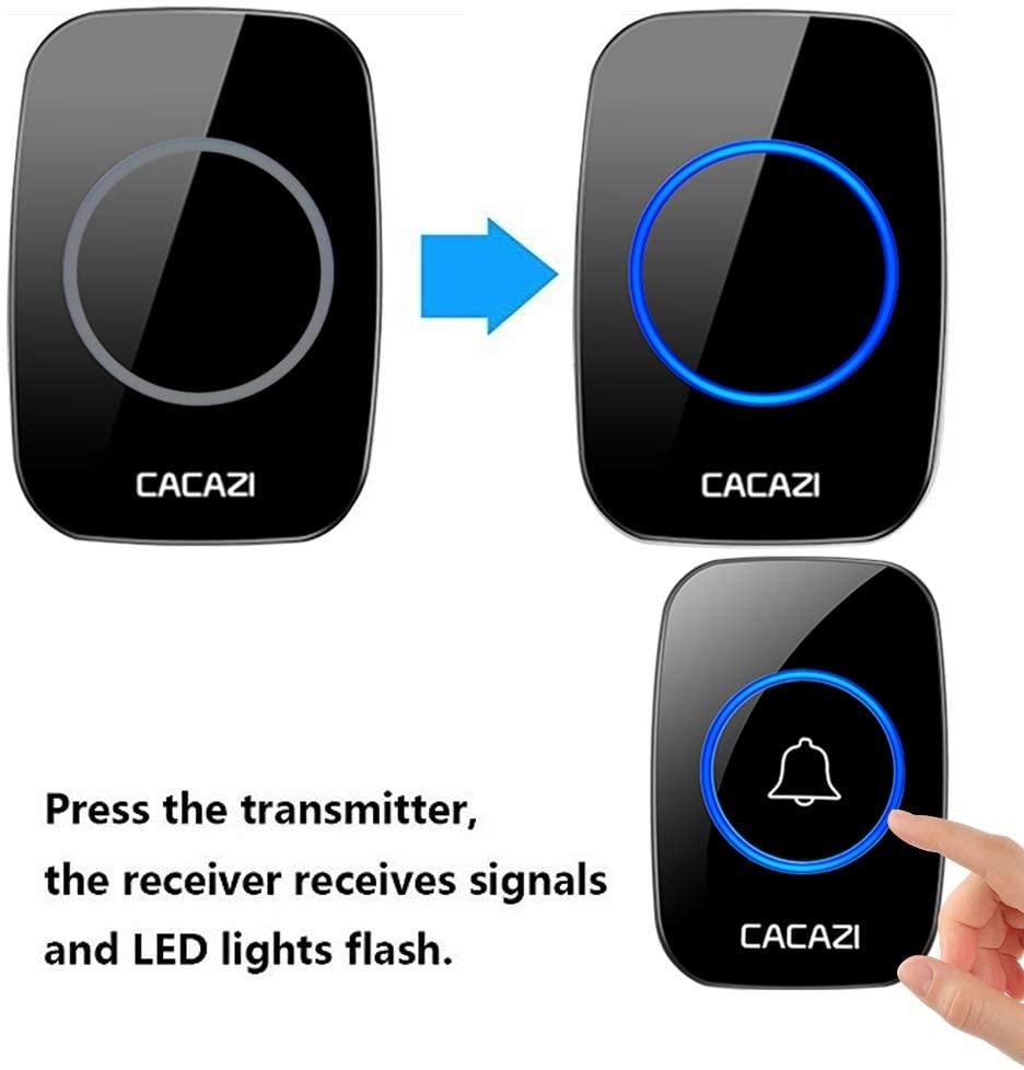 Wireless Doorbell, Waterproof Door Bell Chime Kit Includes Push Button Transmitter and Plug-In Receiver,Over 1000 feet Range,36 Melodies,CD Quality Sound and LED Flash