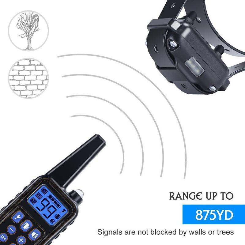 Waterproof Electric 800m Remote Pet Trainer Shock Training Collar for 1 or 2 Dog