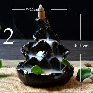 Backflow incense cones Retro Handmade Porcelain Ceramic Backflow Incense Burner Buddhist Decoration Home Aromatherapy