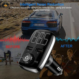 Bluetooth Car FM Transmitter, Wireless Audio Transmitter Car Charger with USB Charge, Car Radio Audio Adapter MP3 Player Support Hands-free Calling,for iPad iOS Android Phone Portable GPS Navigator