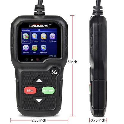 EOBD Functions Car Scan Tool Vehicle Engine Fault Scanners With Extra BAT Check, O2 Sensor, On-board Monitoring Test [<lun>]