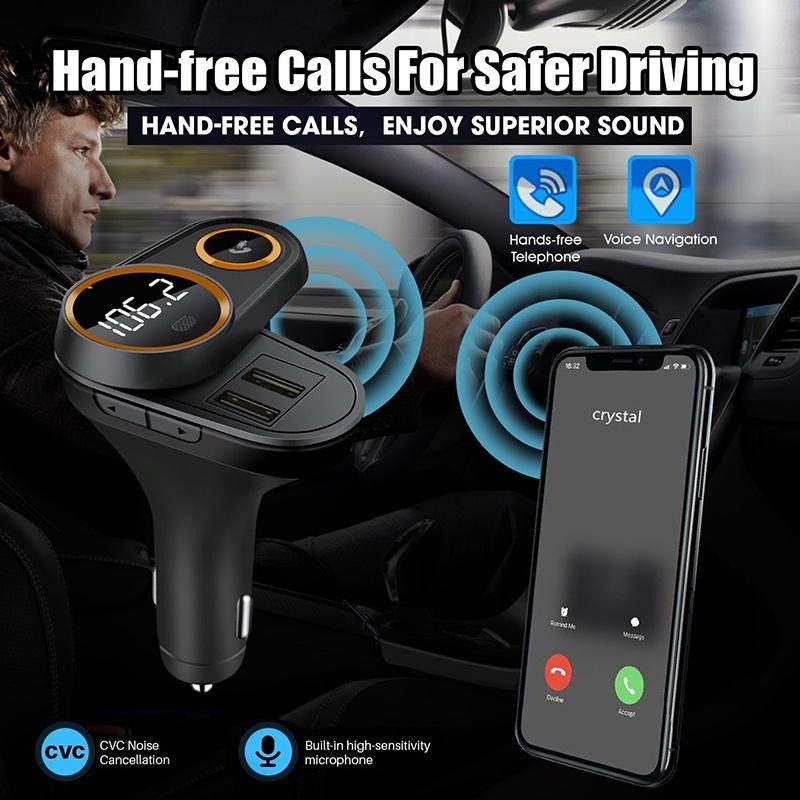Bluetooth FM Transmitter Car Mp3 Player Wireless In-car Audio Radio Adapter Charger Wireless Dual USB Port Handsfree Call