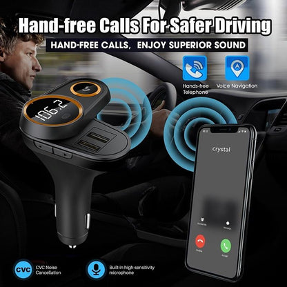 Bluetooth FM Transmitter Car Mp3 Player Wireless In-car Audio Radio Adapter Charger Wireless Dual USB Port Handsfree Call