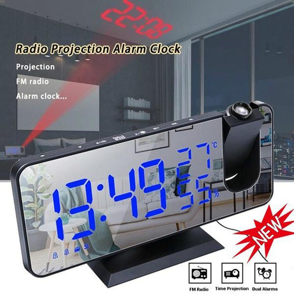 Newest Projection Alarm Clock for Bedroom,Projector Ceiling Clock with Digtal LED Temperature Humidity Display&Dimmer,Projector FM Radios 3 typer [<lun>]