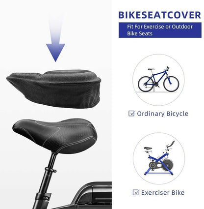 Exercise Bike Seat Cover - Large Wide Foam &amp; Gel Padded Bicycle Saddle Cushion for Women Men Everyone, Bicycle Seat Cover for Exercise Bike Spin Bike Cruiser Bike Indoor Cycling