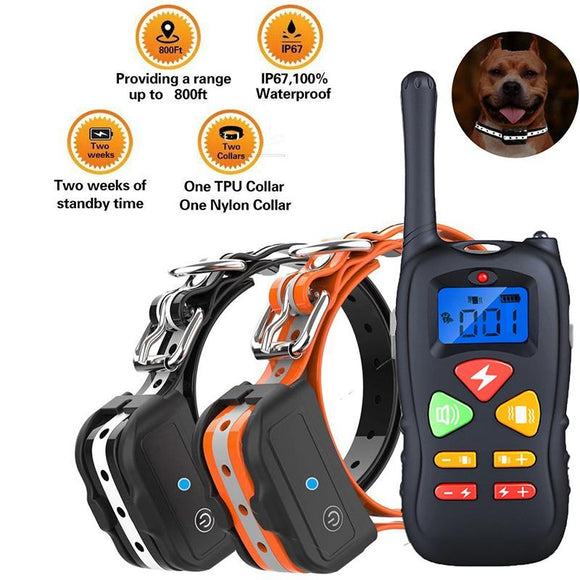 New Dog Training Collar, 2 Dog Shock Collar Remote Waterproof Rechargeable Dog Collar 3 Training Modes Harmless Shock Vibration Beep Medium Large Dogs, 800 FT Range [Reflective Strap] [<lun>]