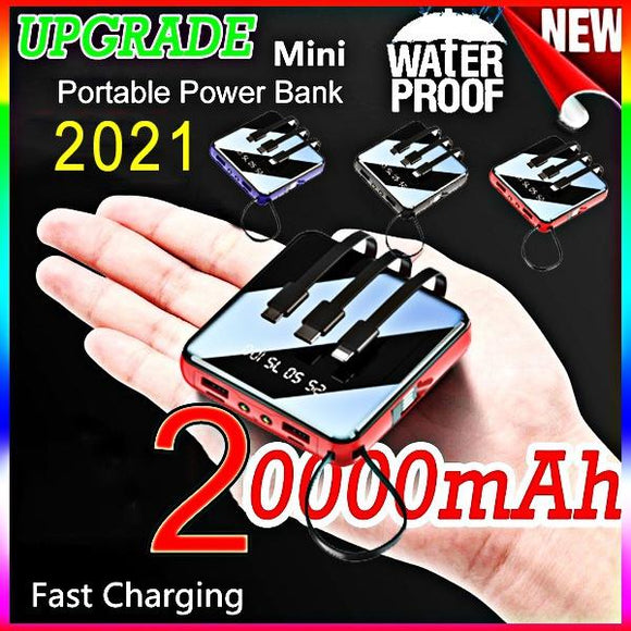 New 10000mAh/20000mAh mini power bank, with cable power bank LED flashlight power display portable charger