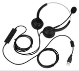 USB Headset with Microphone Double Sided for Business Skype Work from Home Call Center Office Video Conference Computer Laptop PC VOIP Softphone Telephone Noise Cancellating Headset Headphone