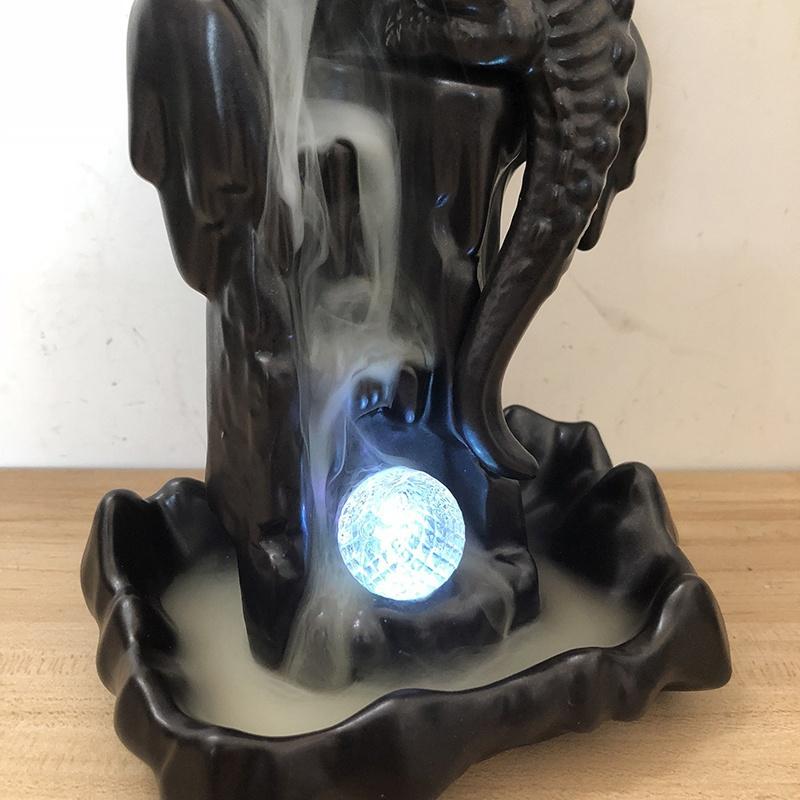 2021 Ceramic Incense Burner for Smoke Backflow Like Water Streaming Down Art Craft Incense Cone Furnace Home Decor w/ 20 Incense Cones