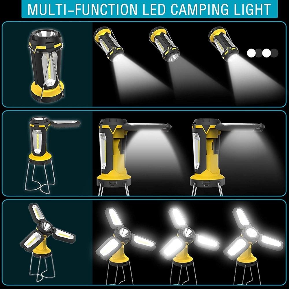 LED Camping Lantern, Rechargeable 2200mAh Portable Tent LED Lights Flashlights by USB Charging for Phone Charging,Emergency,Hurricane,Fishing and More