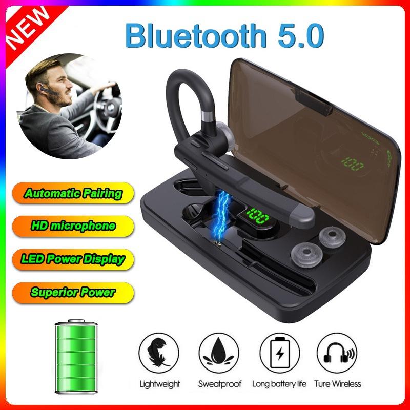 New Fashion Wireless Bluetooth5.0 Earphone, Waterproof Sport Earhook Headset, Noise Cancellation Stereo Bluetooth Headphone, Business Drive Handsfree Headset with Mic Voice Control for Smart Phone