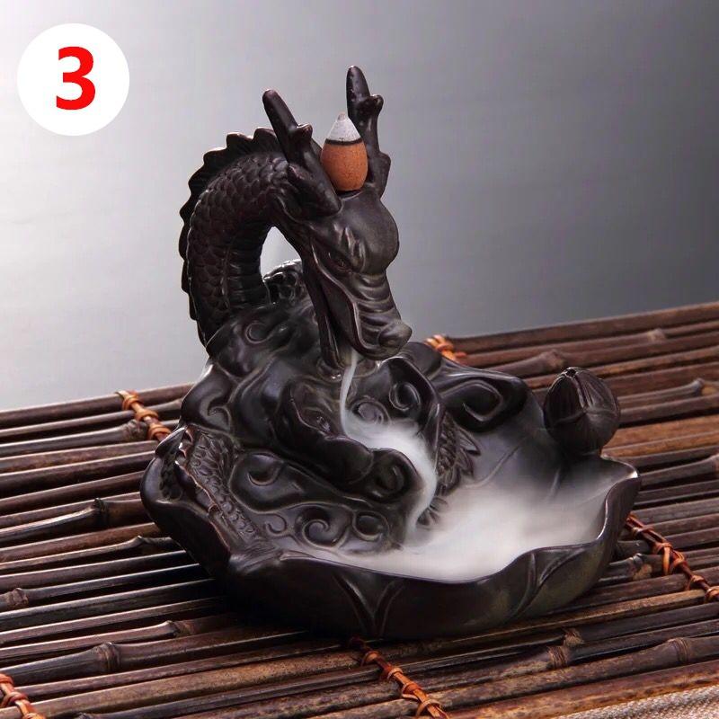 Backflow Ceramic Waterfall Glaze Incense Smoke Cone Burner Holder Home Decor [<lun>]