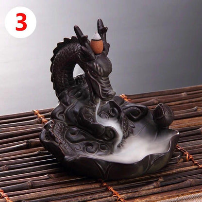Backflow Ceramic Waterfall Glaze Incense Smoke Cone Burner Holder Home Decor [<lun>]