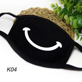 Unisex Dust-Proof Cotton Face Masks Windproof Black Mask Cartoon Printed Half Face Mouth Muffle