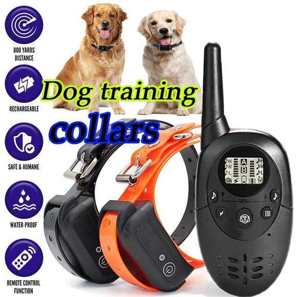 Dog Training Collar Remote Controller Waterproof Rechargeable 1000Yards LCD Trainer for Pet Electric Shock for 2 Dogs