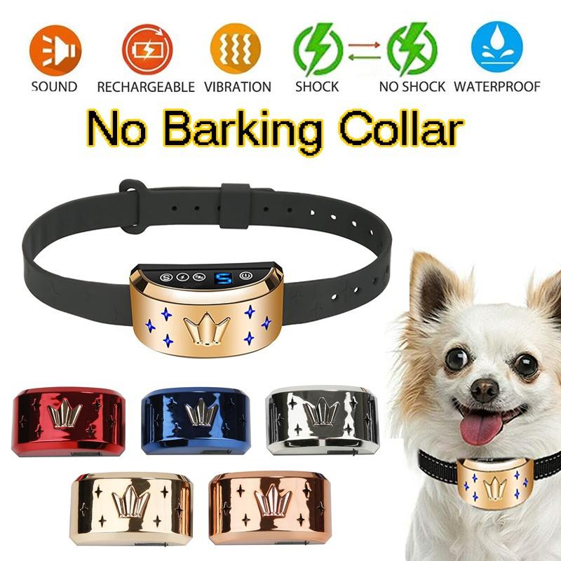 Bark Collar [2020 Smart Chip] Dog Shock Anti-Barking Collar with Beep, Vibration and Harmless Shock Rechargeable No Bark Control for Medium/Large Dogs