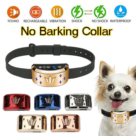 Bark Collar [2020 Smart Chip] Dog Shock Anti-Barking Collar with Beep, Vibration and Harmless Shock Rechargeable No Bark Control for Medium/Large Dogs