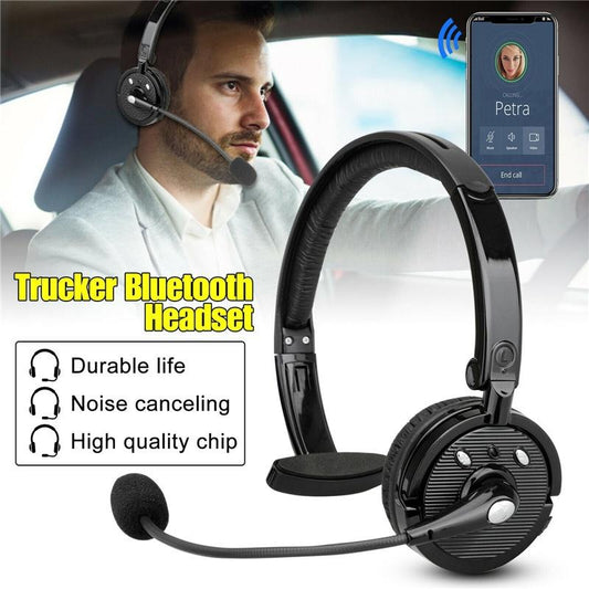 Upgraded Professional Bluetooth Headset BTH-068 Wireless Headphone Black Headband UP To 12 Hours Hands Free For Drivers (Color: Black)