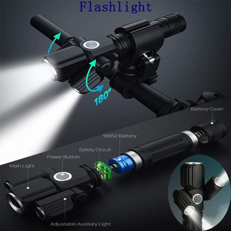 4-Modes Multifunction USB Rechargeable Bike Light Set Powerful Lumens Bicycle Light Road Bike Headlight