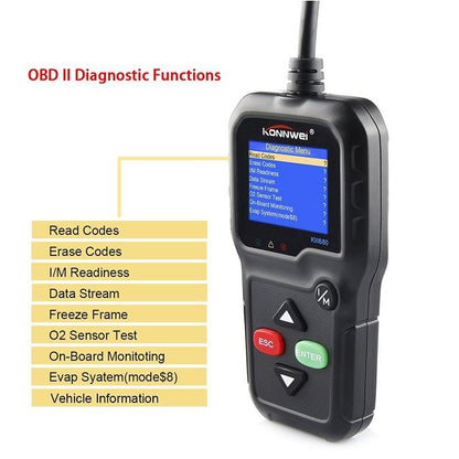 EOBD Functions Car Scan Tool Vehicle Engine Fault Scanners With Extra BAT Check, O2 Sensor, On-board Monitoring Test [<lun>]