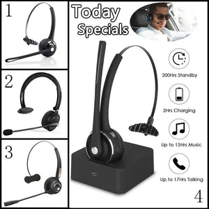 Latest Bluetooth Trucker Headphones with Mic,Wireless Bluetooth Headset Noise Cancelling Headphones with Boom Microphone On Ear Phone Headset for Office Phone Call Center Customer Service PC Cell Phones
