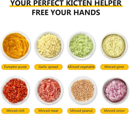2021 New Upgrade Smart Electric Mini Food Garlic Vegetable Chopper Meat Grinder Crusher Press for Nut Fruit Rechargeable Onion Multi-function Processor Kitchen Accessories Tools [<lun>]