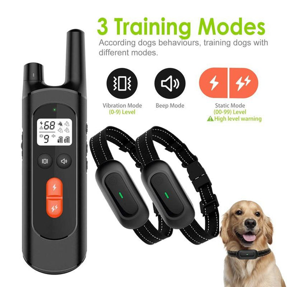 New Dog Training Collar - Rechargeable Shock Collars for Dogs with Remote, 3 Training Modes, Beep, Vibration and Shock, 100% Waterproof Collar, 1600Ft Remote Range, 0~99 Shock Levels Dog Training Set