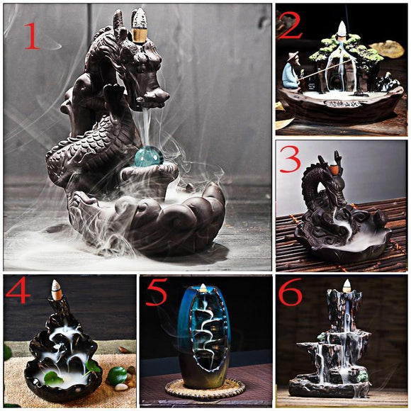 Exquisite Craft air freshener Handmade Dragon Ceramic Backflow Incense Burner +20 Incense Cones for Office,home & kitchen,home & living,Yoga