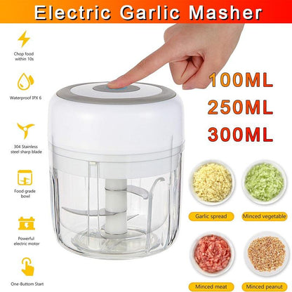 2021 New Upgrade Smart Electric Mini Food Garlic Vegetable Chopper Meat Grinder Crusher Press for Nut Fruit Rechargeable Onion Multi-function Processor Kitchen Accessories Tools [<lun>]