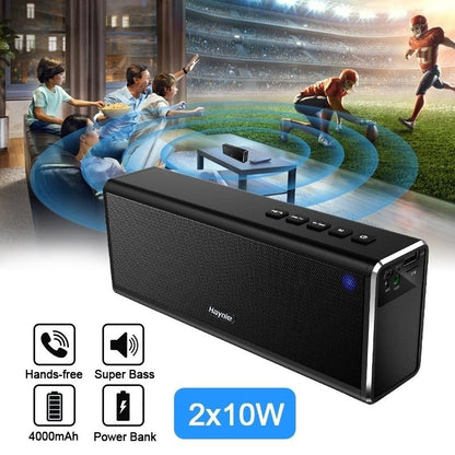 Haynie Professional Metal 4000mAh Dual 10W Super Bass Wireless Bluetooth 4.0 Stereo HIFI Speaker Power Bank Handfree TF AUX Wireless Bluetooth Speaker Dual Stereo Super Bass Speaker Portable Handfree Subwoofer Support Handfree TF AUX