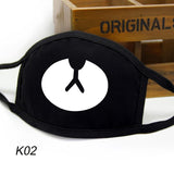 Unisex Dust-Proof Cotton Face Masks Windproof Black Mask Cartoon Printed Half Face Mouth Muffle