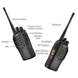 Rechargeable Long Range Two-Way Radios with Earpiece 2-4 Pack UHF 400-470Mhz Walkie Talkies Li-ion Battery and Charger Included