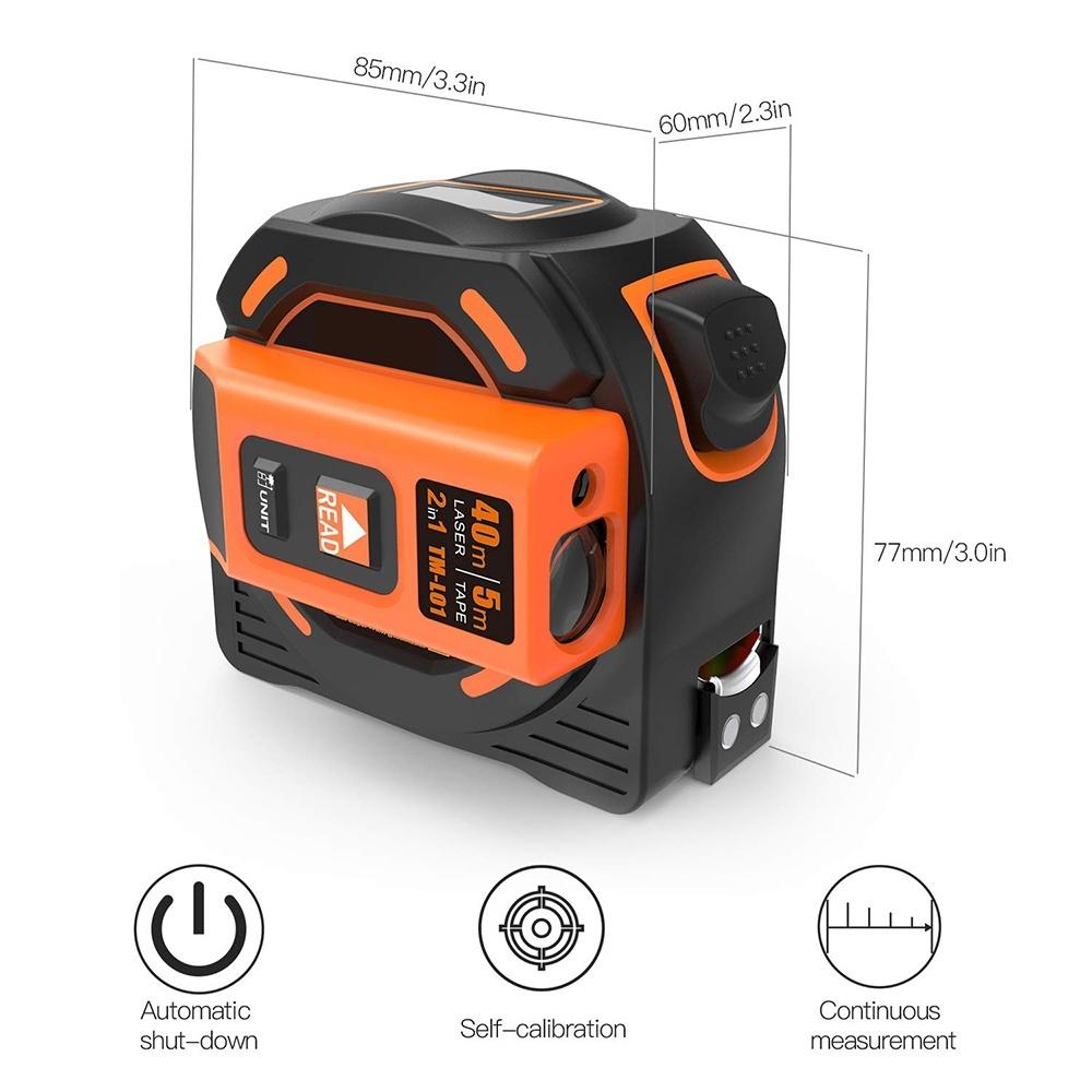 Laser Tape Measure 2-in-1,Construction Laser Measure 131 Ft, Tape Measure 16 Ft Metric and Inches with LCD Digital Display, Movable Magnetic Hook