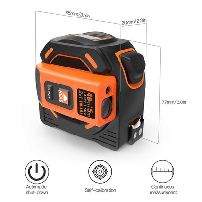 Laser Tape Measure 2-in-1,Construction Laser Measure 131 Ft, Tape Measure 16 Ft Metric and Inches with LCD Digital Display, Movable Magnetic Hook