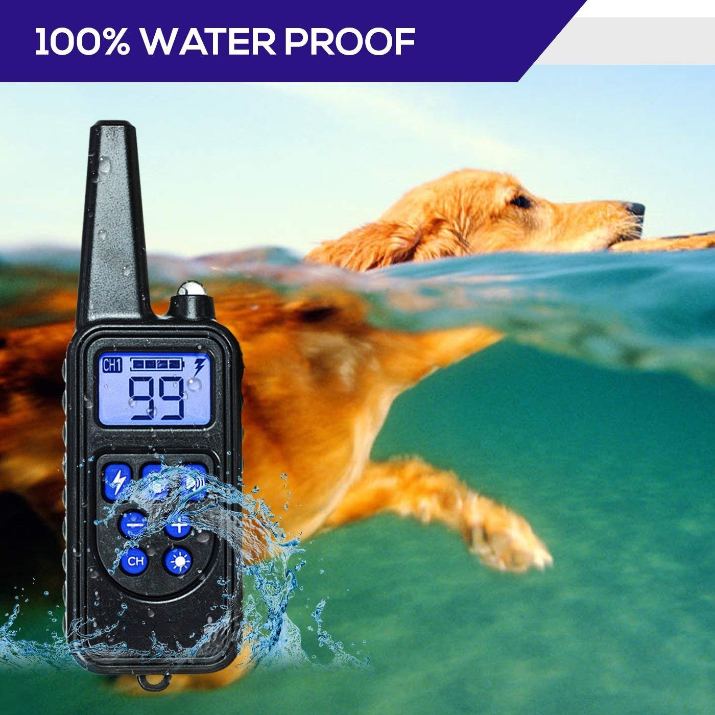 Dog Training Collar with Remote Control 1000 feet - Rechargeable and Upgraded IP67 Waterproof Electric Collar for Large Medium Small Dogs