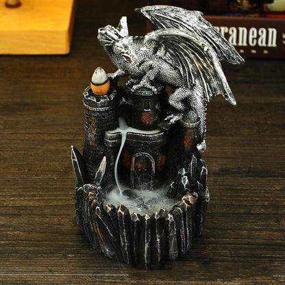 Exquisite Retro Resin Crafts Ornaments Ash Catcher Dragon Backflow Incense Burner Holder Home Furnishing Nordic Christmas As Gift Aromatherapy