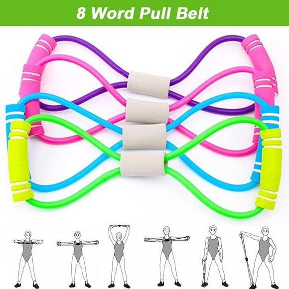 Hot Sale New Gym 8 Word Chest Developer Rubber LOOP Latex Resistance Bands Fitness Equipment Stretch Yoga Training Crossfit Elastic Band [<lun>]