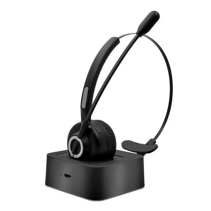 Trucker Bluetooth Headset with Charging Dock,On-Ear Office Wireless Headset with Noise Cancelling Microphone for Call Center,Mobile Phones, Laptop,Skype,VoIP,Truck Drivers,Supports Music