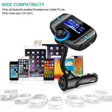 New Version Bluetooth FM Transmitter for Car Wireless Aux Adaptor Receiver Hands Free Car Kit 2.4A Fast Charger with 1.7Inch Larger Display SD Reader, AUX In/Out for All 12-24V Cars [&lt;lun&gt;]