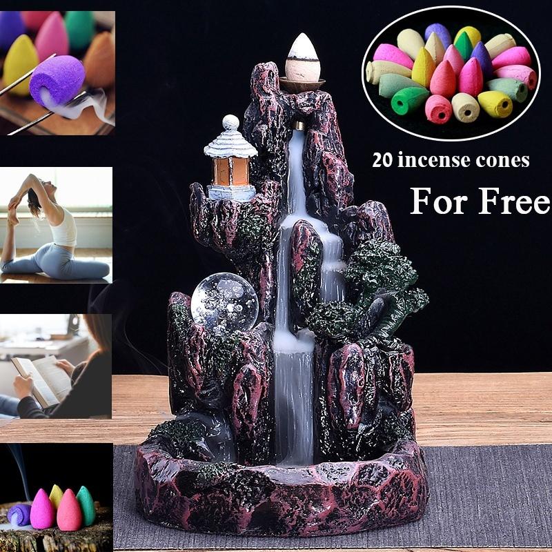 Backflow incense cones Retro Handmade Porcelain Ceramic Backflow Incense Burner Buddhist Decoration Home Aromatherapy