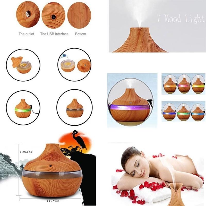 Premium Essential Oil Diffuser Quiet Humidifier Natural Home Fragrance Diffuser with 7 Color Light and Easy to Clean