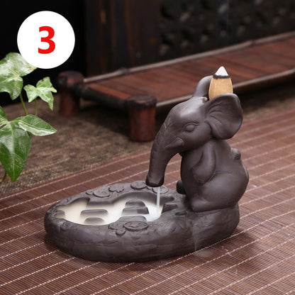 Chinese Characteristic style Ceramic Sculpture  Backflow Waterfall Smoke Incense Burner,Home Decor Meditation Yoga [<lun>]