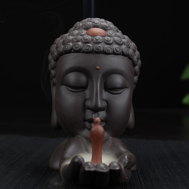 Ceramic Waterfall Backflow Incense Burner Incenser Holder Home Decor Aromatherapy Ornament+ 20 Cone Incense Free (Brown Black) [<lun>]