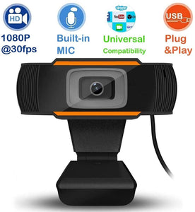 Full HD Webcam 1080P, Streaming Camera, Widescreen Video Calling and Recording with Microphone, USB Wide Angle Skype Camera with Facial-Enhancement Technology, Desktop, Laptop