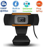 Full HD Webcam 1080P, Streaming Camera, Widescreen Video Calling and Recording with Microphone, USB Wide Angle Skype Camera with Facial-Enhancement Technology, Desktop, Laptop