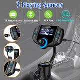 New Version Bluetooth FM Transmitter for Car Wireless Aux Adaptor Receiver Hands Free Car Kit 2.4A Fast Charger with 1.7Inch Larger Display SD Reader, AUX In/Out for All 12-24V Cars [&lt;lun&gt;]