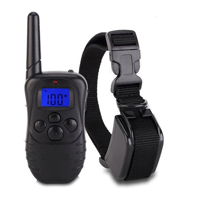 Professional LCD Electric 300M 100LV Levels Waterproof Shock Vibra Pet Training Collar Electric Pet Dog Training Remote Control Collar (Color: Black)