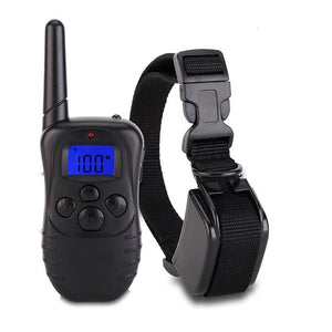 Professional LCD Electric 300M 100LV Levels Waterproof Shock Vibra Pet Training Collar Electric Pet Dog Training Remote Control Collar (Color: Black)
